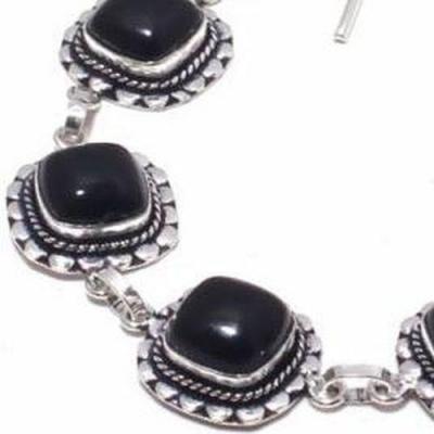 On 0528b bracelet onyx noir 23gr 12x12mm achat vente bijou ethnique argent 925