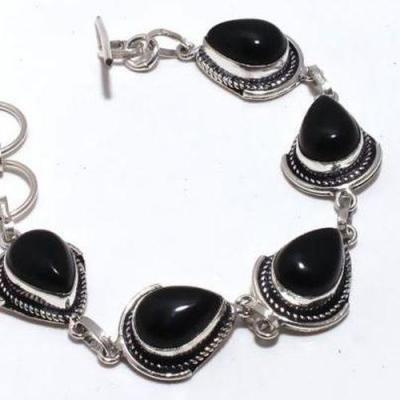 On 0529b bracelet onyx noir 18gr 10x15mm achat vente bijou ethnique argent 925