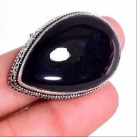 On 0538c bague t57 chevaliere onyx noir amande 20x30mm 15gr gemme bijou 1900 deco achat vente