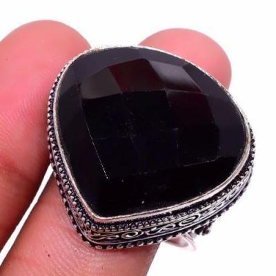 On 0539a bague t60 chevaliere coeur onyx noir 25x25mm 17gr gemme bijou art deco achat vente