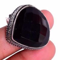 On 0539c bague t60 chevaliere coeur onyx noir 25x25mm 17gr gemme bijou art deco achat vente