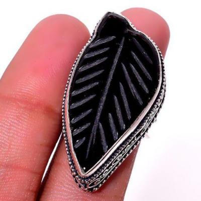 On 0541a bague t53 chevaliere onyx noir feuille 18x35mm 12gr gemme bijou 1900 art deco achat vente