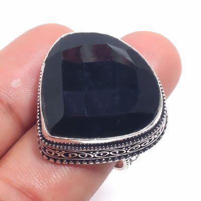 On 0546a bague chevaliere t57 16gr onyx noir 25x25mm bijou 1900 art deco gothique achat vente