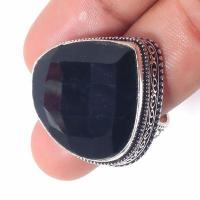 On 0546c bague chevaliere t57 16gr onyx noir 25x25mm bijou 1900 art deco gothique achat vente