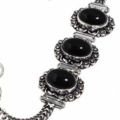 On 0557b bracelet 16gr onyx noir 12x18mm bijou argent 1900 art deco gothique achat vente