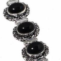 On 0557c bracelet 16gr onyx noir 12x18mm bijou argent 1900 art deco gothique achat vente