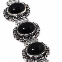 On 0557c bracelet 16gr onyx noir 12x18mm bijou argent 1900 art deco gothique achat vente