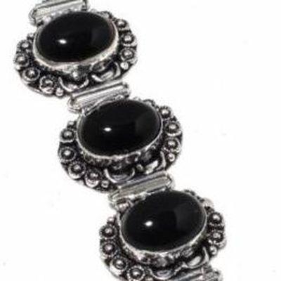 On 0557b bracelet 16gr onyx noir 12x18mm bijou argent 1900 art deco gothique achat vente