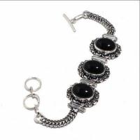 On 0557d bracelet 16gr onyx noir 12x18mm bijou argent 1900 art deco gothique achat vente