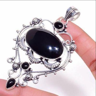 On 0558c pendentif pendant 22gr onyx noir 20x35mm bijou 1900 art deco gothique achat vente