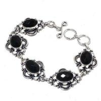 On 0563a bracelet 23gr onyx noir 10x15mm bijou argent 1900 art deco gothique achat vente