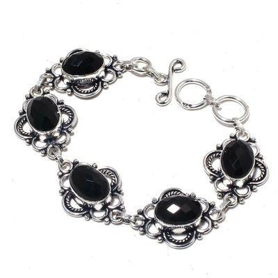 On 0563b bracelet 23gr onyx noir 10x15mm bijou argent 1900 art deco gothique achat vente