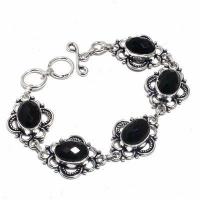 On 0563d bracelet 23gr onyx noir 10x15mm bijou argent 1900 art deco gothique achat vente