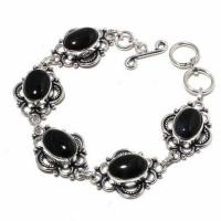 On 0568a bracelet 21gr onyx noir 10x15mm bijou argent 1900 art deco gothique achat vente