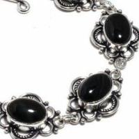 On 0568c bracelet 21gr onyx noir 10x15mm bijou argent 1900 art deco gothique achat vente