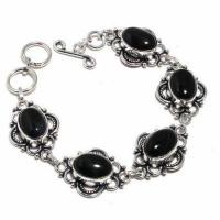 On 0568d bracelet 21gr onyx noir 10x15mm bijou argent 1900 art deco gothique achat vente