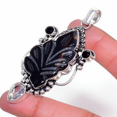 On 0573c pendentif pendant 20gr onyx noir 75x35mm bijou 1900 art deco gothique achat vente