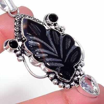 On 0573c pendentif pendant 20gr onyx noir 75x35mm bijou 1900 art deco gothique achat vente