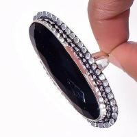 On 0577a bague chevaliere 17gr t59 onyx noir 12x48mm bijou art deco gothique argent achat vente