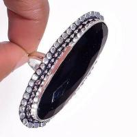 On 0577b bague chevaliere 17gr t59 onyx noir 12x48mm bijou art deco gothique argent achat vente