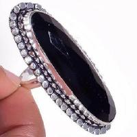 On 0577d bague chevaliere 17gr t59 onyx noir 12x48mm bijou art deco gothique argent achat vente