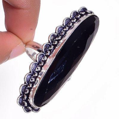 On 0578d bague chevaliere 16gr t55 onyx noir 10x48mm bijou art deco gothique argent achat vente