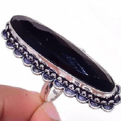 On 0578d bague chevaliere 16gr t55 onyx noir 10x48mm bijou art deco gothique argent achat vente