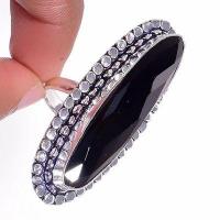 On 0579c bague chevaliere 14gr t59 onyx noir 10x42mm bijou art deco gothique argent achat vente