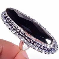 On 0579d bague chevaliere 14gr t59 onyx noir 10x42mm bijou art deco gothique argent achat vente