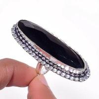 On 0580a bague chevaliere 15gr t59 onyx noir 10x48mm bijou art deco gothique argent achat vente