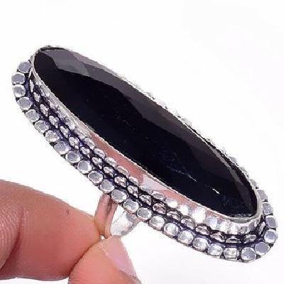 On 0580b bague chevaliere 15gr t59 onyx noir 10x48mm bijou art deco gothique argent achat vente