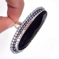 On 0580c bague chevaliere 15gr t59 onyx noir 10x48mm bijou art deco gothique argent achat vente