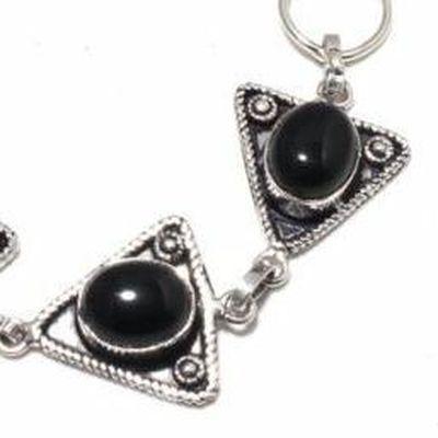 On 0583a bracelet 16gr onyx noir 10x15mm bijou argent 1900 art deco gothique achat vente