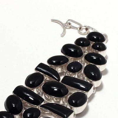 On 0584b bracelet 57gr onyx noir 10x15mm bijou argent 1900 art deco gothique achat vente