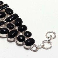 On 0584c bracelet 57gr onyx noir 10x15mm bijou argent 1900 art deco gothique achat vente