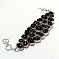 On 0584d bracelet 57gr onyx noir 10x15mm bijou argent 1900 art deco gothique achat vente