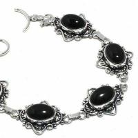 On 0591b bracelet 20gr onyx noir 10x15mm bijou argent 1900 art deco gothique achat vente