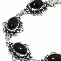 On 0591c bracelet 20gr onyx noir 10x15mm bijou argent 1900 art deco gothique achat vente