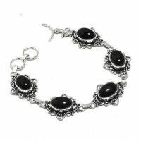 On 0591d bracelet 20gr onyx noir 10x15mm bijou argent 1900 art deco gothique achat vente