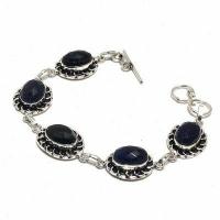 On 0593a bracelet 20gr onyx noir 10x15mm bijou argent 1900 art deco gothique achat vente