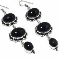 On 0597c boucles oreilles 24gr onyx noir 14x18mm bijou art deco gothique argent 925