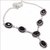 On 0608a collier parure sautoir 27gr onyx noir 10x15mm bijou art deco gothique argent achat vente