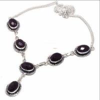 On 0608d collier parure sautoir 27gr onyx noir 10x15mm bijou art deco gothique argent achat vente