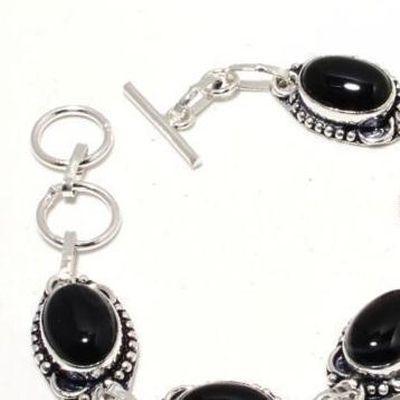 On 0611c bracelet 17gr onyx noir 10x15mm bijou argent 1900 art deco gothique achat vente