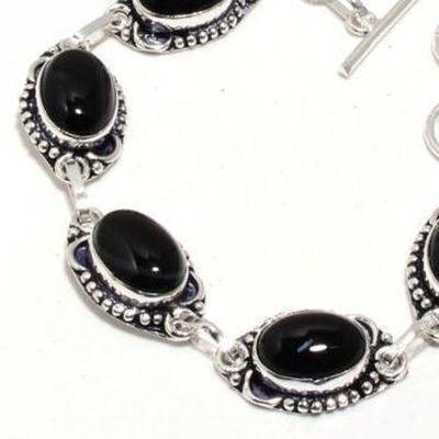 On 0611c bracelet 17gr onyx noir 10x15mm bijou argent 1900 art deco gothique achat vente