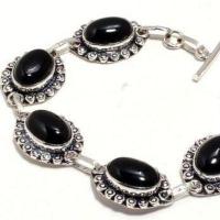 On 0614b bracelet 20gr onyx noir 10x15mm bijou argent 1900 art deco gothique achat vente