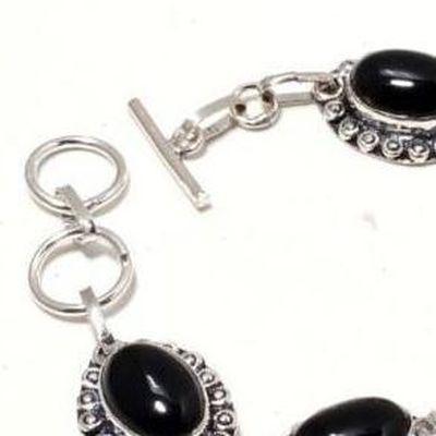On 0614b bracelet 20gr onyx noir 10x15mm bijou argent 1900 art deco gothique achat vente