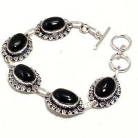 On 0614d bracelet 20gr onyx noir 10x15mm bijou argent 1900 art deco gothique achat vente