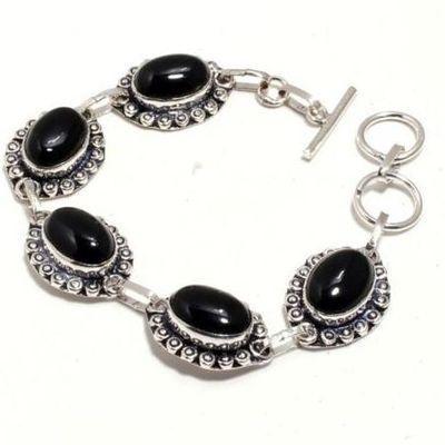 On 0614b bracelet 20gr onyx noir 10x15mm bijou argent 1900 art deco gothique achat vente