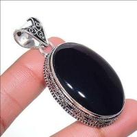 On 0615a pendentif pendant 24x35mm 17gr onyx noir bijou argent 1900 art deco gothique achat vente